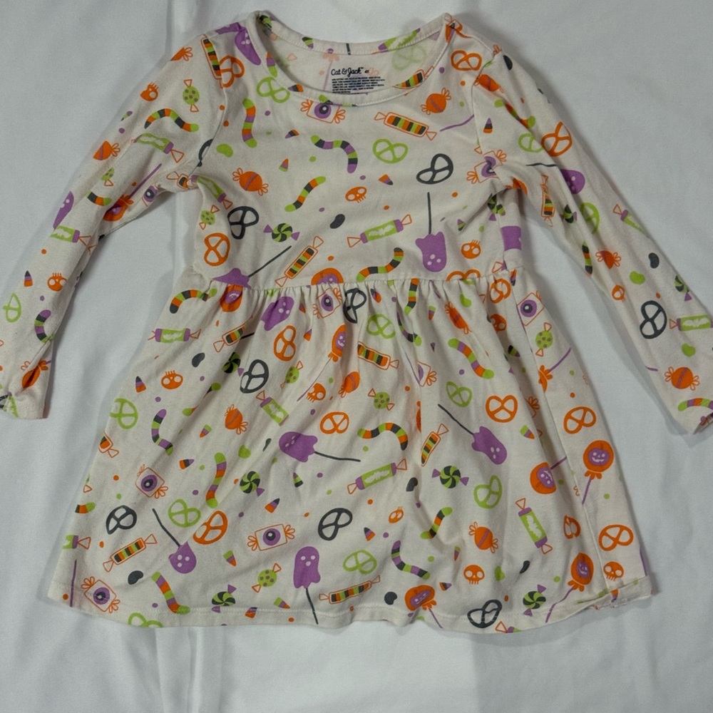 Cat & Jack Toddler Girl's 4t Long Sleeve Halloween candy Printed Dress